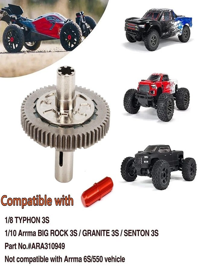 UURCSKY ترس قابض انزلاقي فولاذي 57T 0.8Mod ARA310949 لسيارات Arrma Senton Granite Vorteks Big Rock 3S بمقياس 1/10 و Typhon 3S بمقياس 1/8 (أحمر) - Image 2